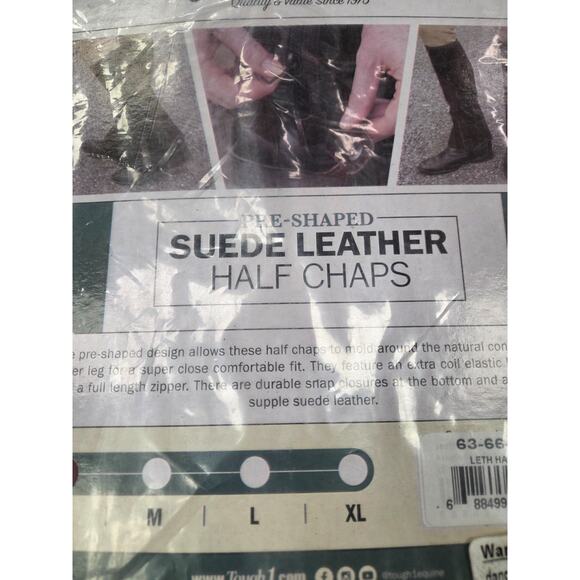 Tough 1 Equiroyal English Riding Half Chaps - Black Suede Leather - size S NEW - Picture 3 of 6